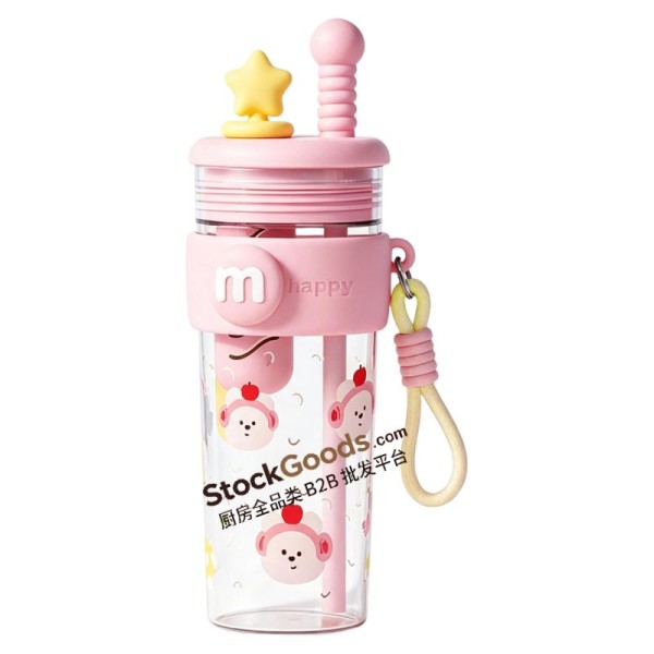 Cartoon Girl Pattern Star Straw Cup 780ml, Portable Tea Separation Plastic Tumbler